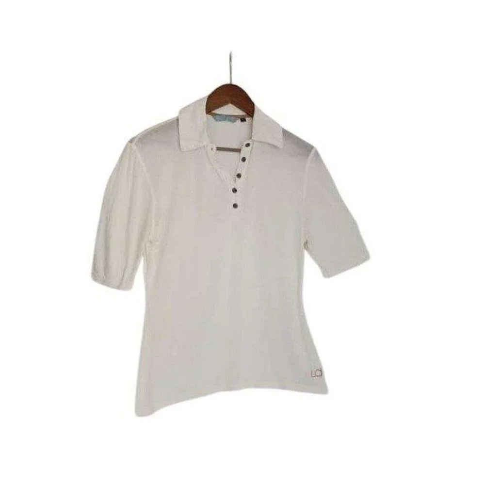 Lizzie‎ Driver Ivory Micromodal Golf Polo Shirt S USA Made Luxe Basic $110